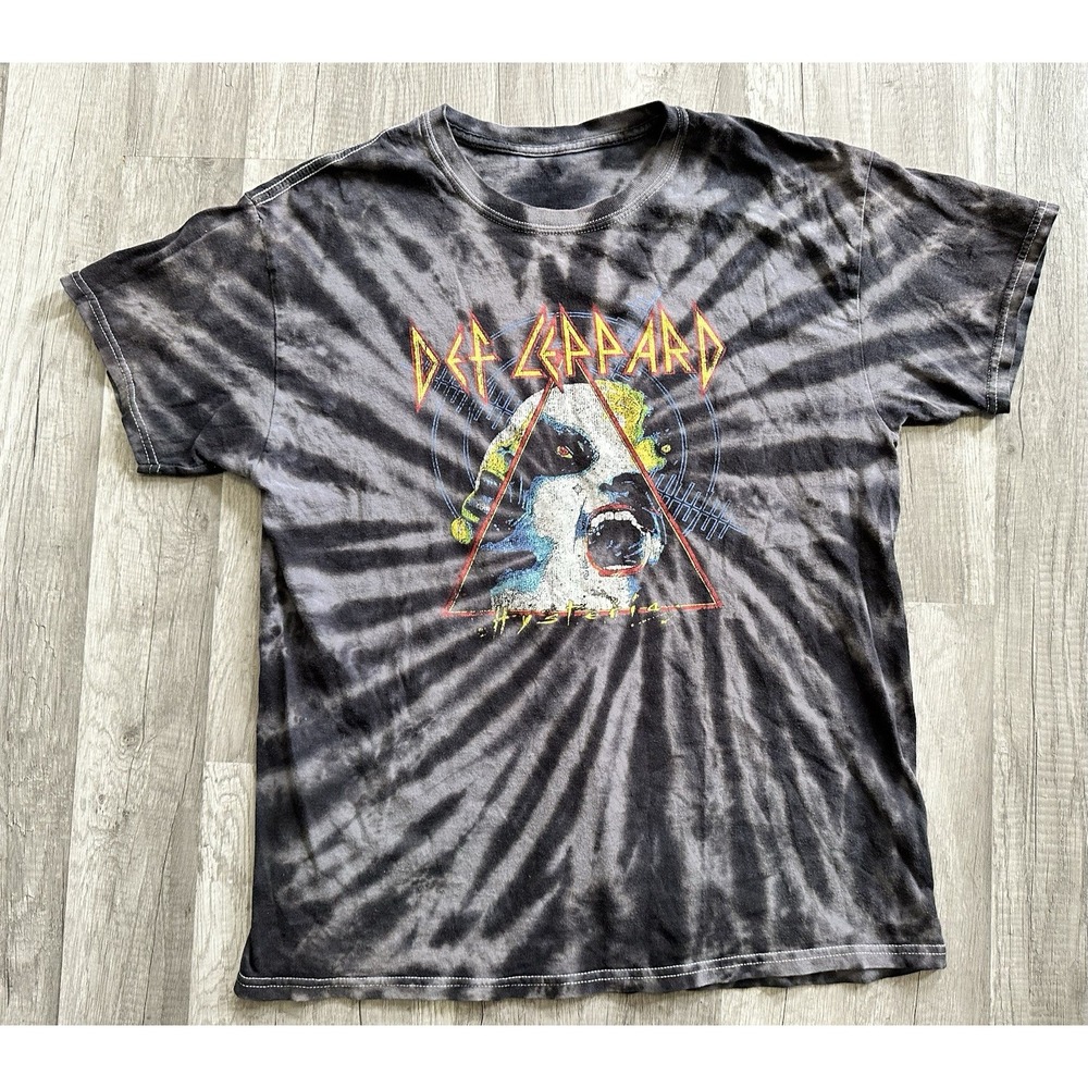 Def Leppard concert Hysteria tye dye Gray t-shirt Size Large‎